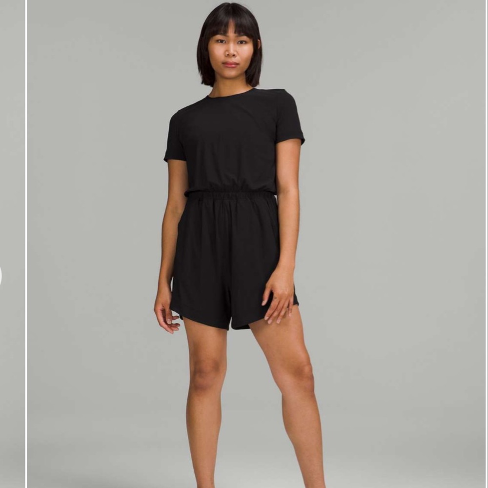 Like new, black Lululemon Lightweight High-Neck Romper, sz 4